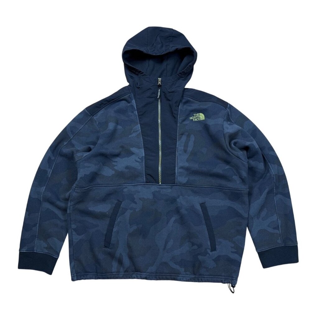 The North Face Graphic Collection Mens Pullover Half Zip Hoodie Black Camo Fleec